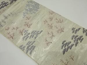 アンティーク　寺院風景模様織り出し袋帯（着用可）